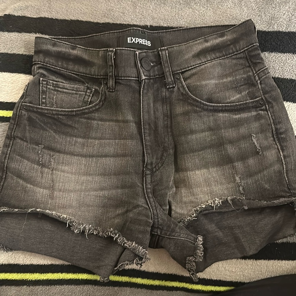 Express High Waisted Black Jean Shorts